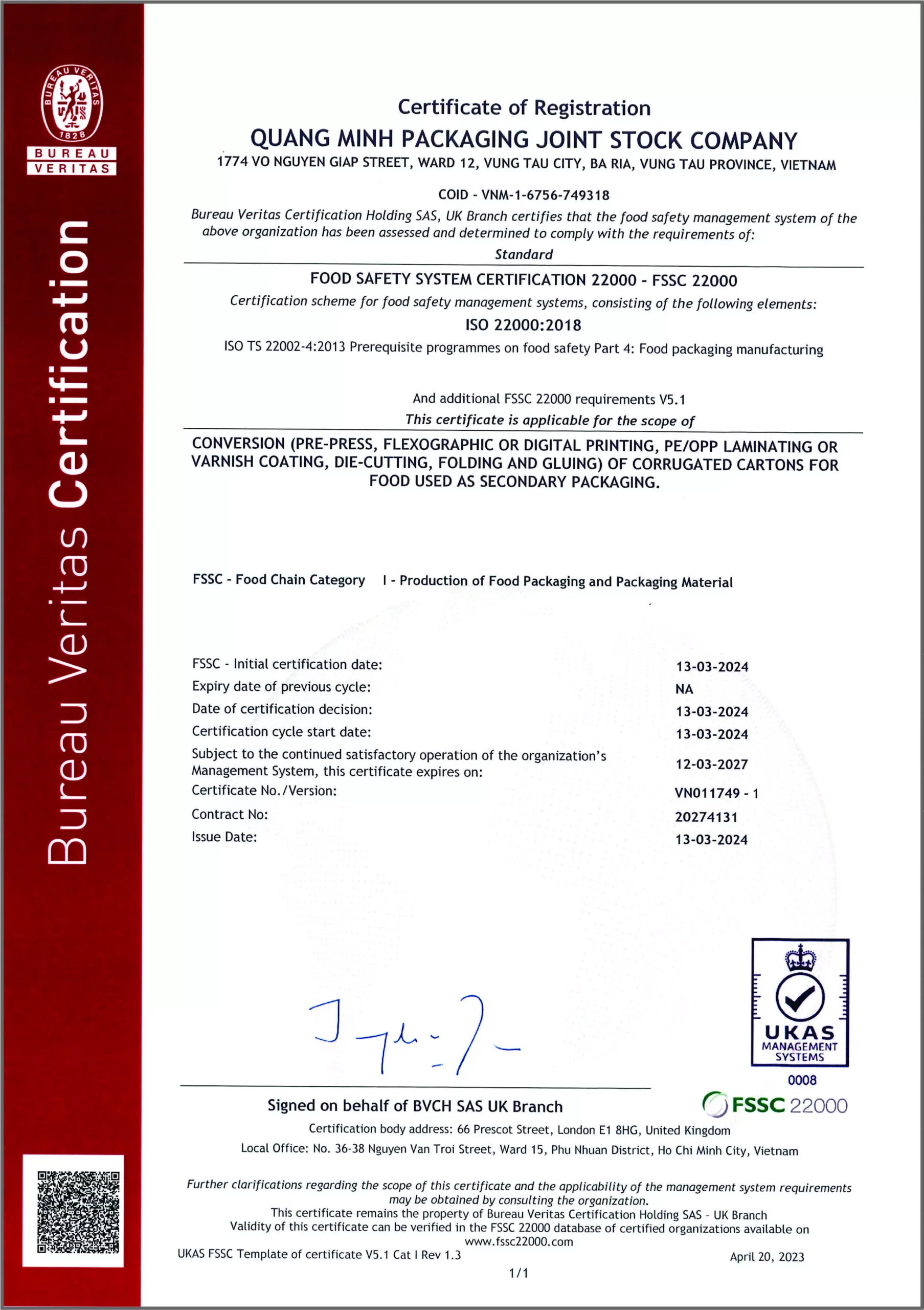 FSSC scaled Chứng Nhận Quốc Tế