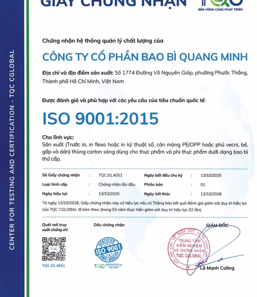ISO 9001-2015-2025-2028 Chứng nhận ISO 9001:2015