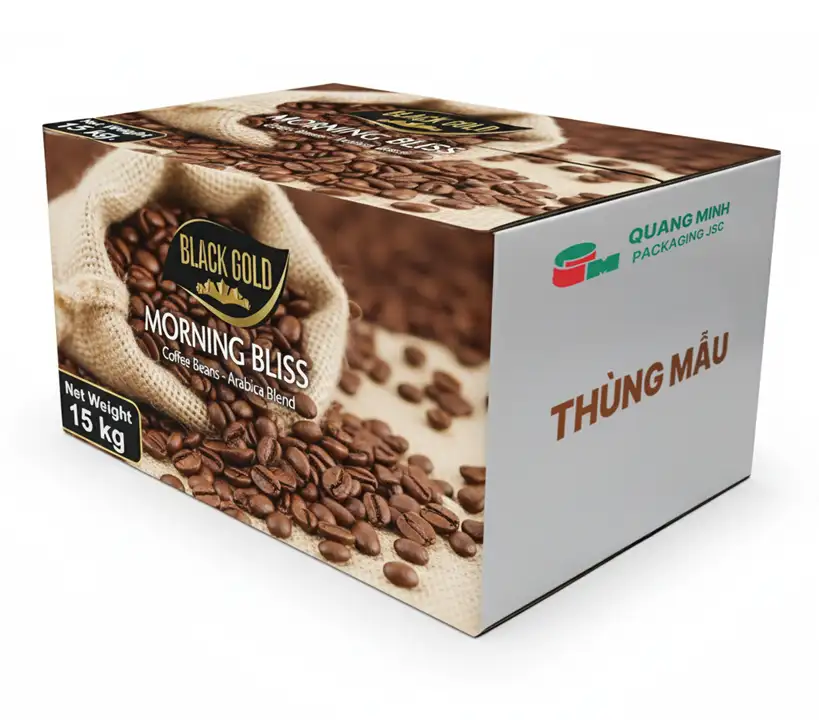 thung cafe quang minh Hộp đựng hạt điều, cà phê nhân, tiêu khô